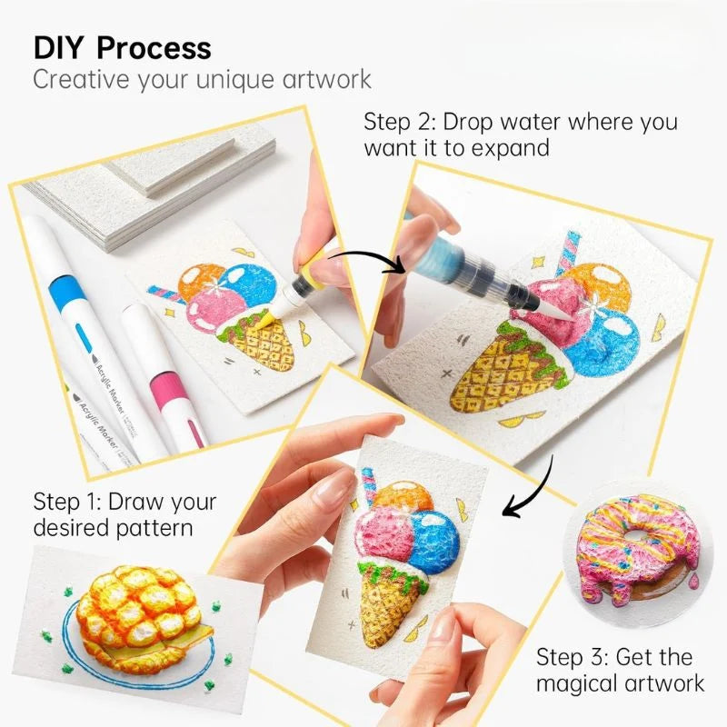 3D Texture Painting Set Foaming Paints & Brushes