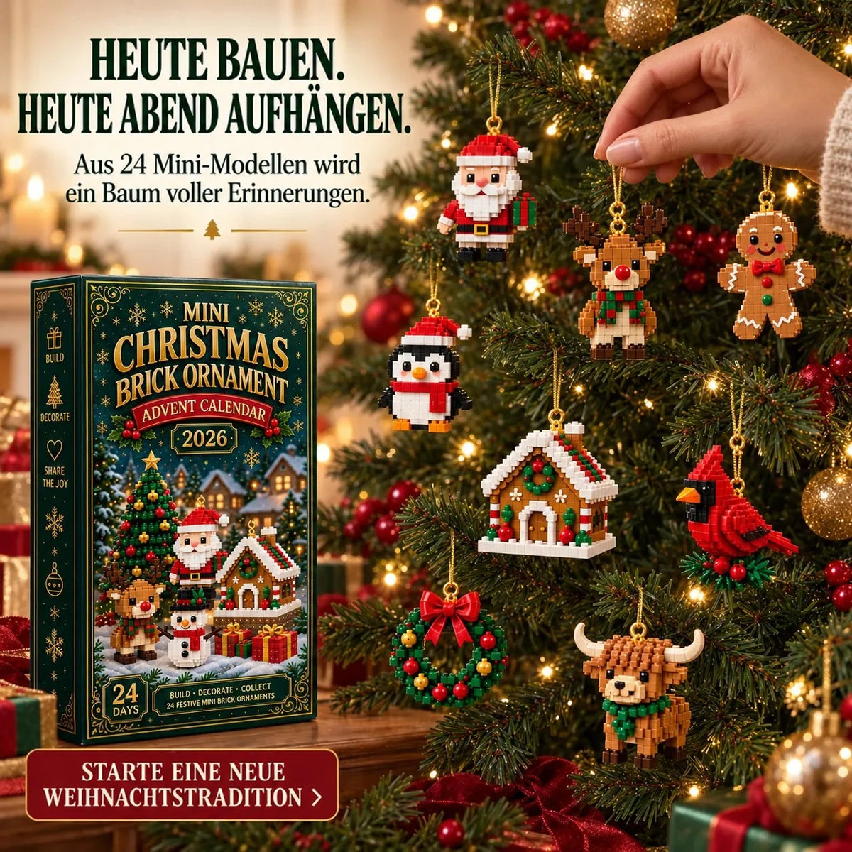 Advent Calendar 24 Mini Brick Builds Hanging Ornaments