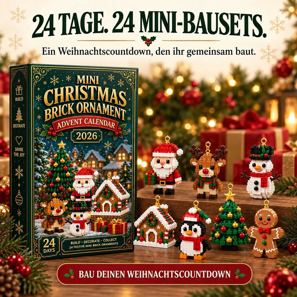 Advent Calendar 24 Mini Brick Builds Hanging Ornaments