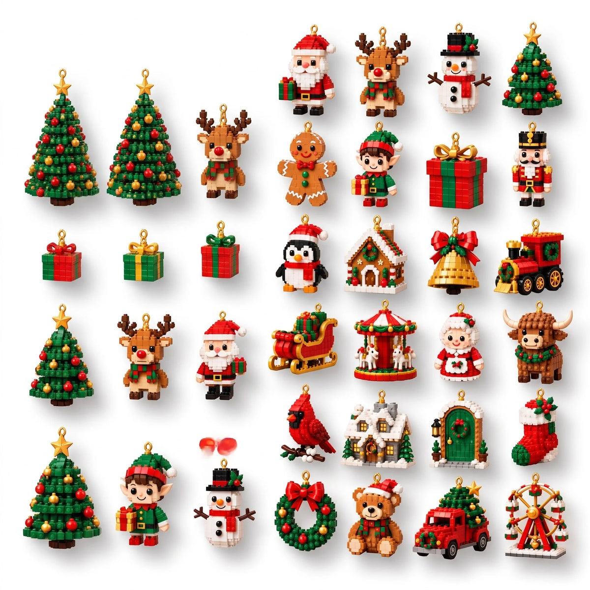 Advent Calendar 24 Mini Building Sets With Hanging Ornaments