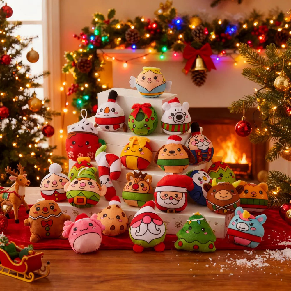 Advent Calendar 24 Mini Hanging Plush Ornaments