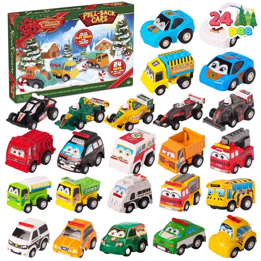 Advent Calendar 24 Pull-Back Cars Battery-Free