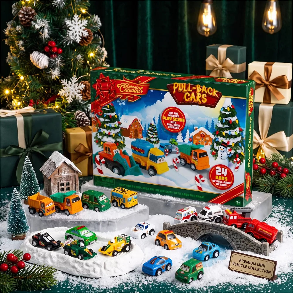 Advent Calendar 24 Pull-Back Cars Battery-Free