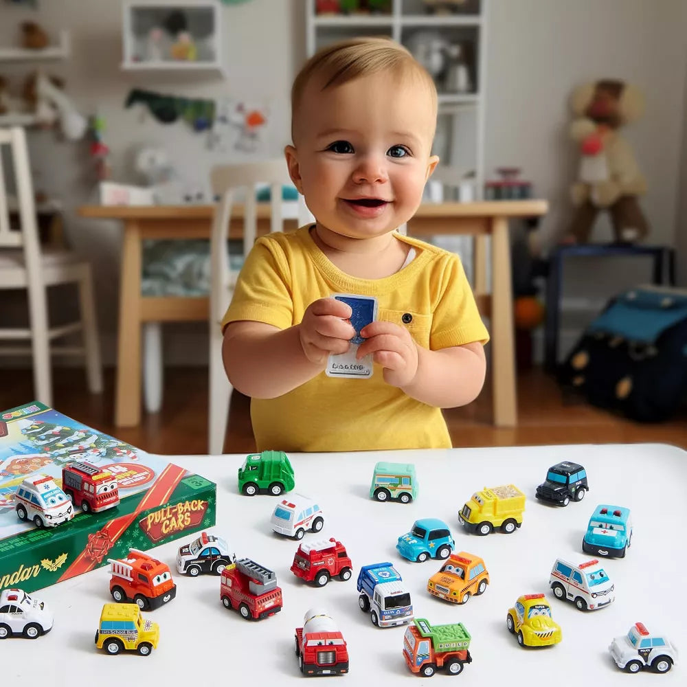 Advent Calendar 24 Pull-Back Cars Battery-Free