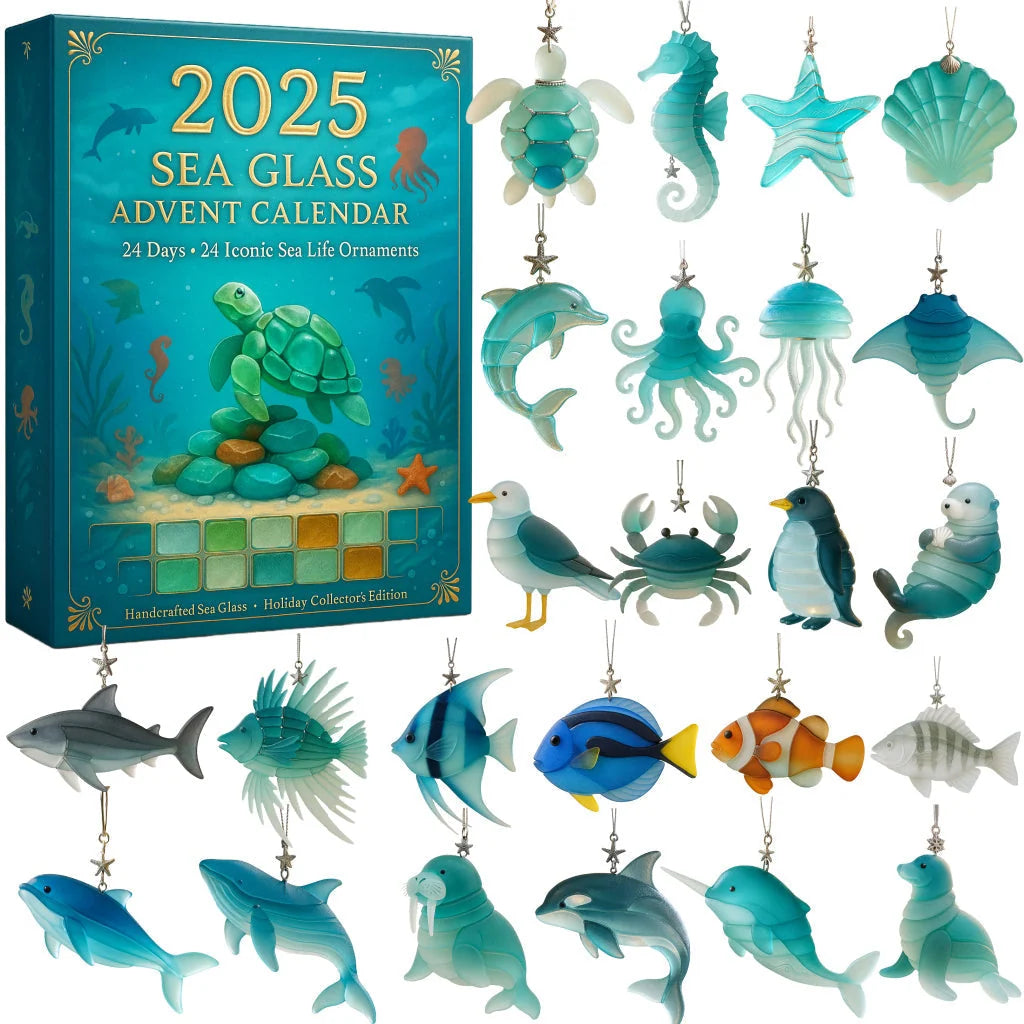 Advent Calendar Frosted Glass Ocean Ornaments Set of 24
