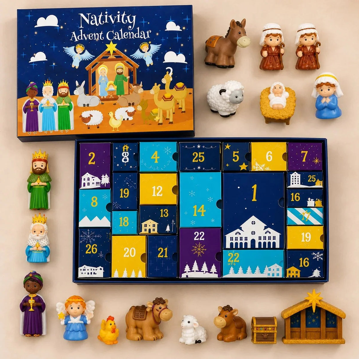 Advent Calendar Nativity Scene 25-Piece Set