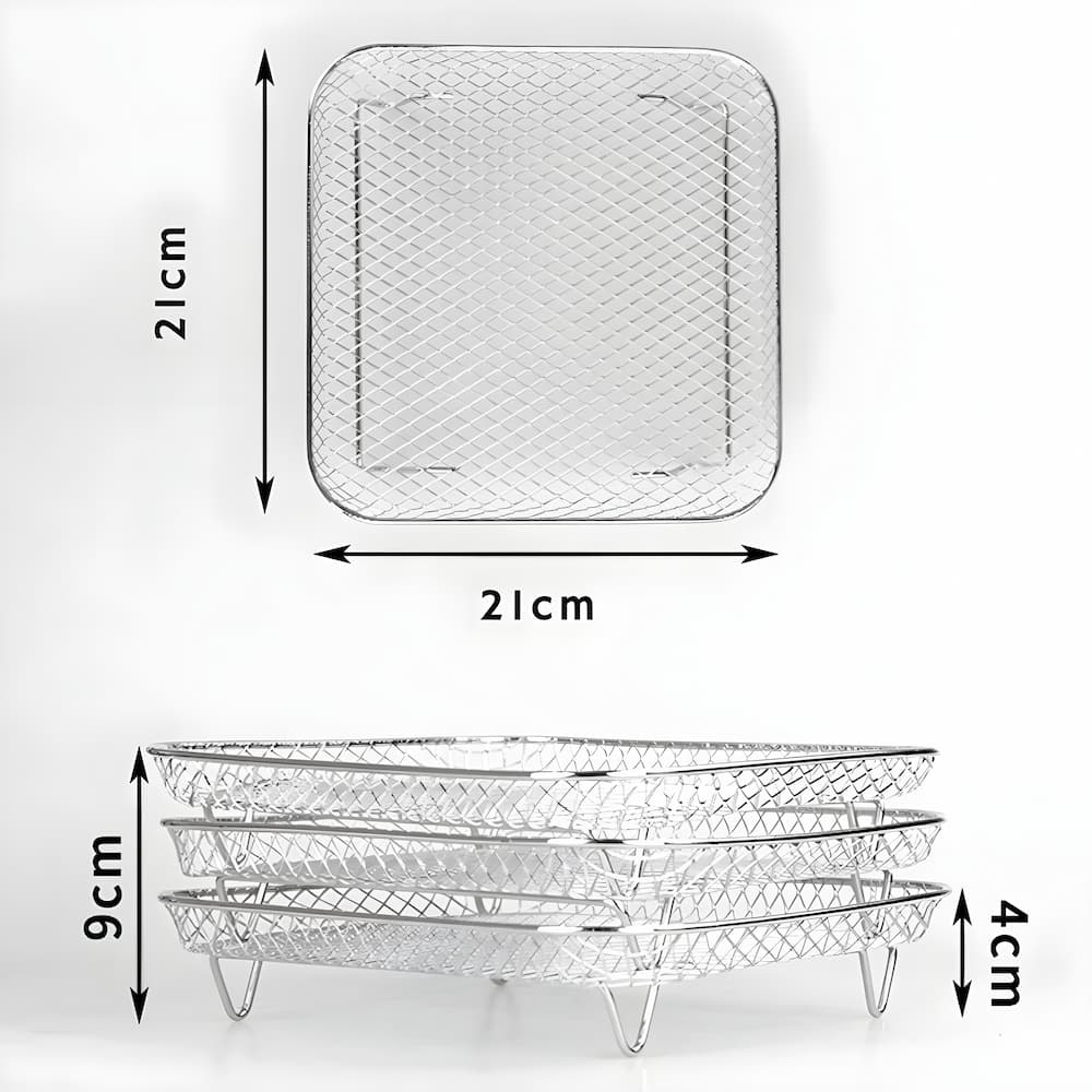 Air Fryer Baskets 3-Tier Stackable Universal Fit Dishwasher Safe