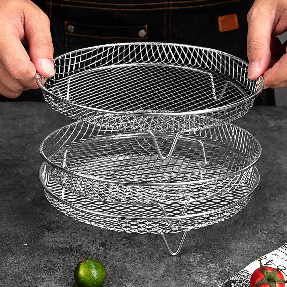 Air Fryer Baskets 3-Tier Stackable Universal Fit Dishwasher Safe
