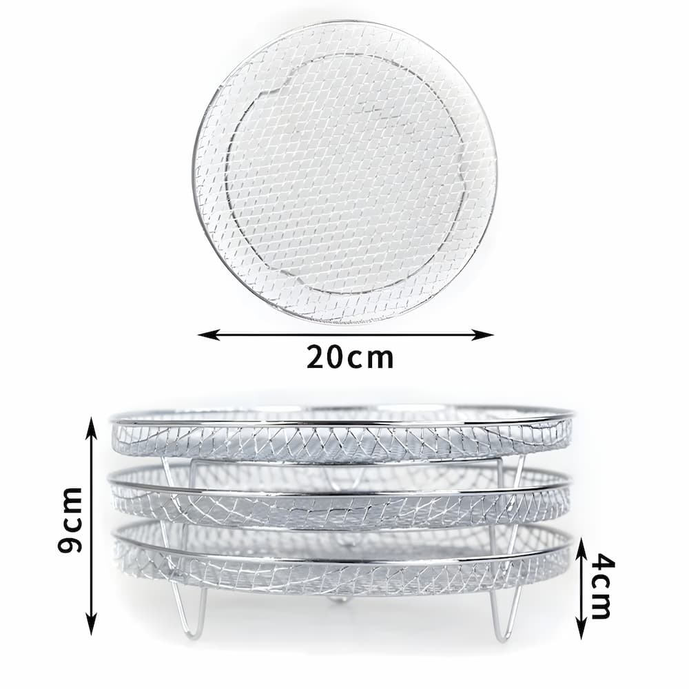 Air Fryer Stackable Baskets 3-Tier Perforated Dishwasher Safe