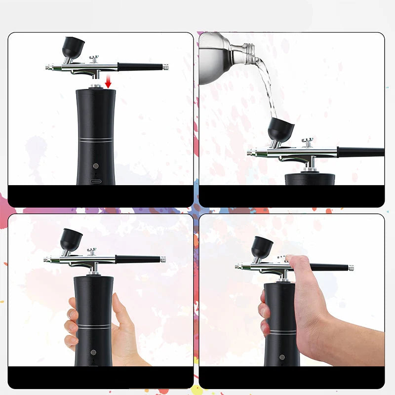 Airbrush Gun Cordless Rechargeable Adjustable Spray Pressure