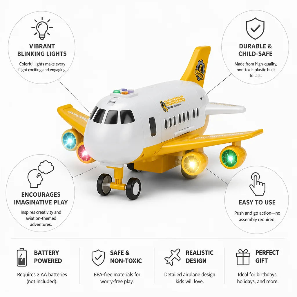 Airplane Toy Blinking Lights Aviation Role Play