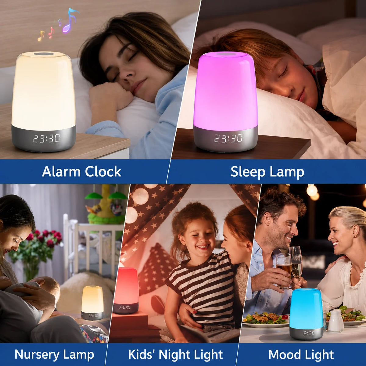 Alarm Clock Sunrise Simulation & Dimmable Night Light