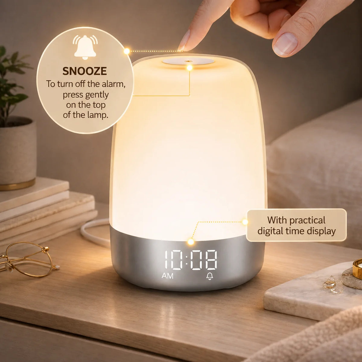 Alarm Clock Sunrise Simulation & Dimmable Night Light