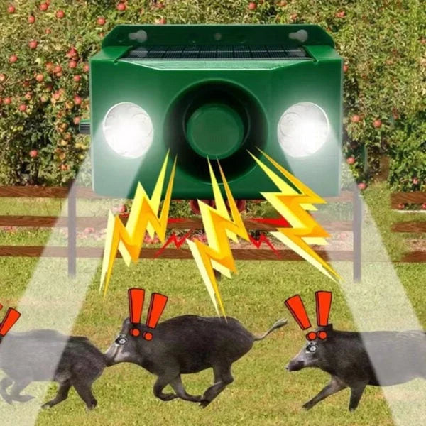 Animal Deterrent Solar Dual Flashing Lights & Alarm