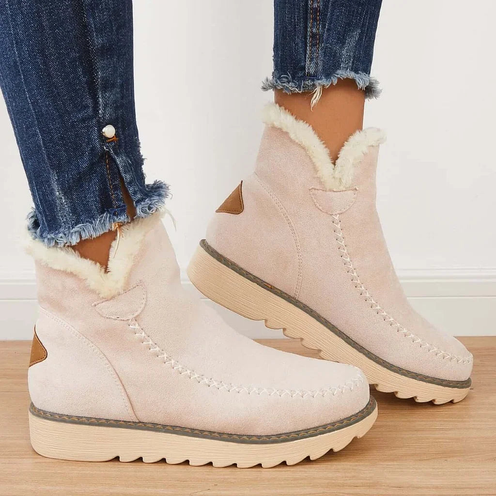 Ankle Boots Insulated Lining Elastic Lace Non-Slip Outsole