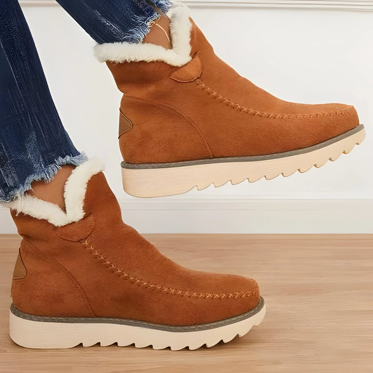 Ankle Boots Insulated Lining Elastic Lace Non-Slip Outsole