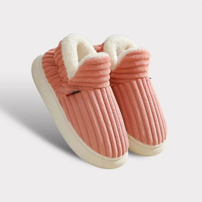 Ankle-High Slippers Flannel Fleece Cushioned & Non-Slip Sole