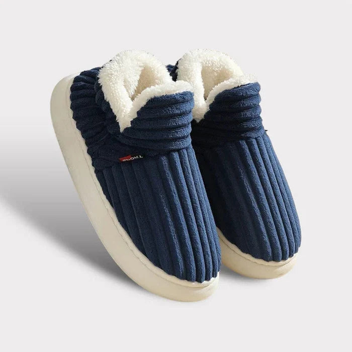 Ankle-High Slippers Flannel Fleece Cushioned & Non-Slip Sole