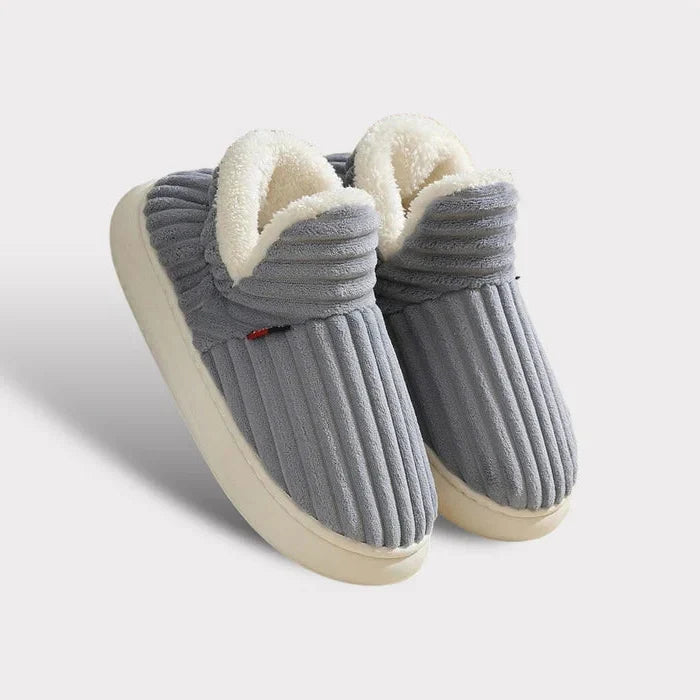 Ankle-High Slippers Flannel Fleece Cushioned & Non-Slip Sole