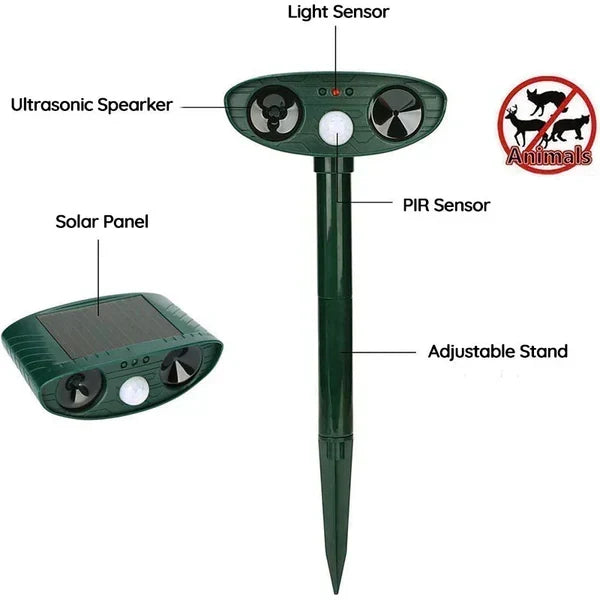 Armadillo Repellent Ultrasonic Motion-Activated Solar-Powered Weatherproof