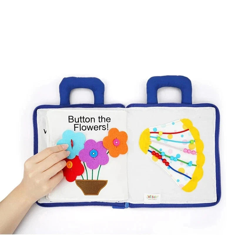 Baby Activity Book Cloth Crinkle Tabs & 3D Shapes