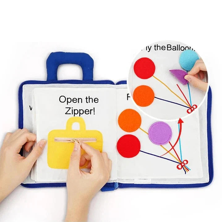 Baby Activity Book Cloth Crinkle Tabs & 3D Shapes
