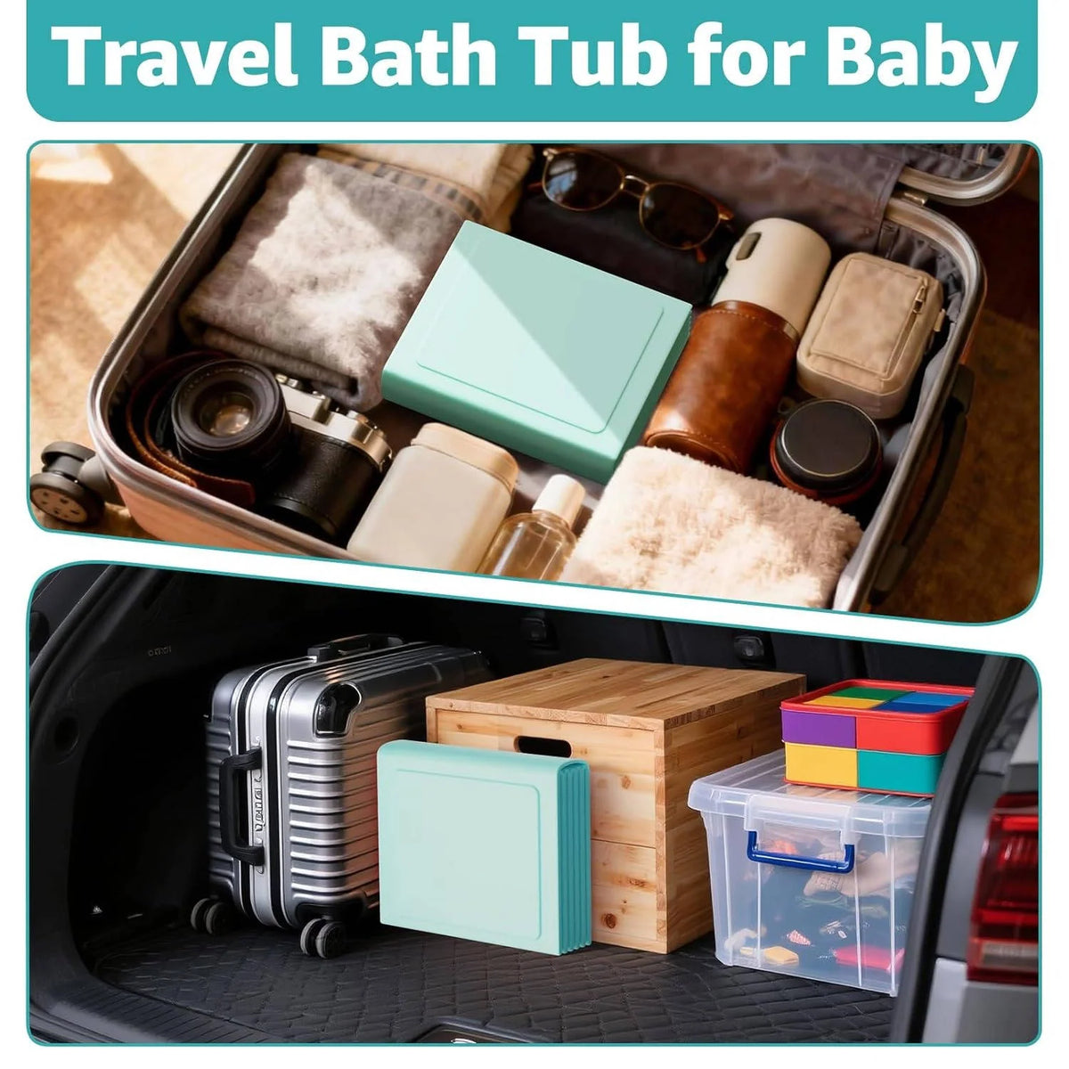 Baby Bathtub Collapsible Anti-Slip Built-In Drain