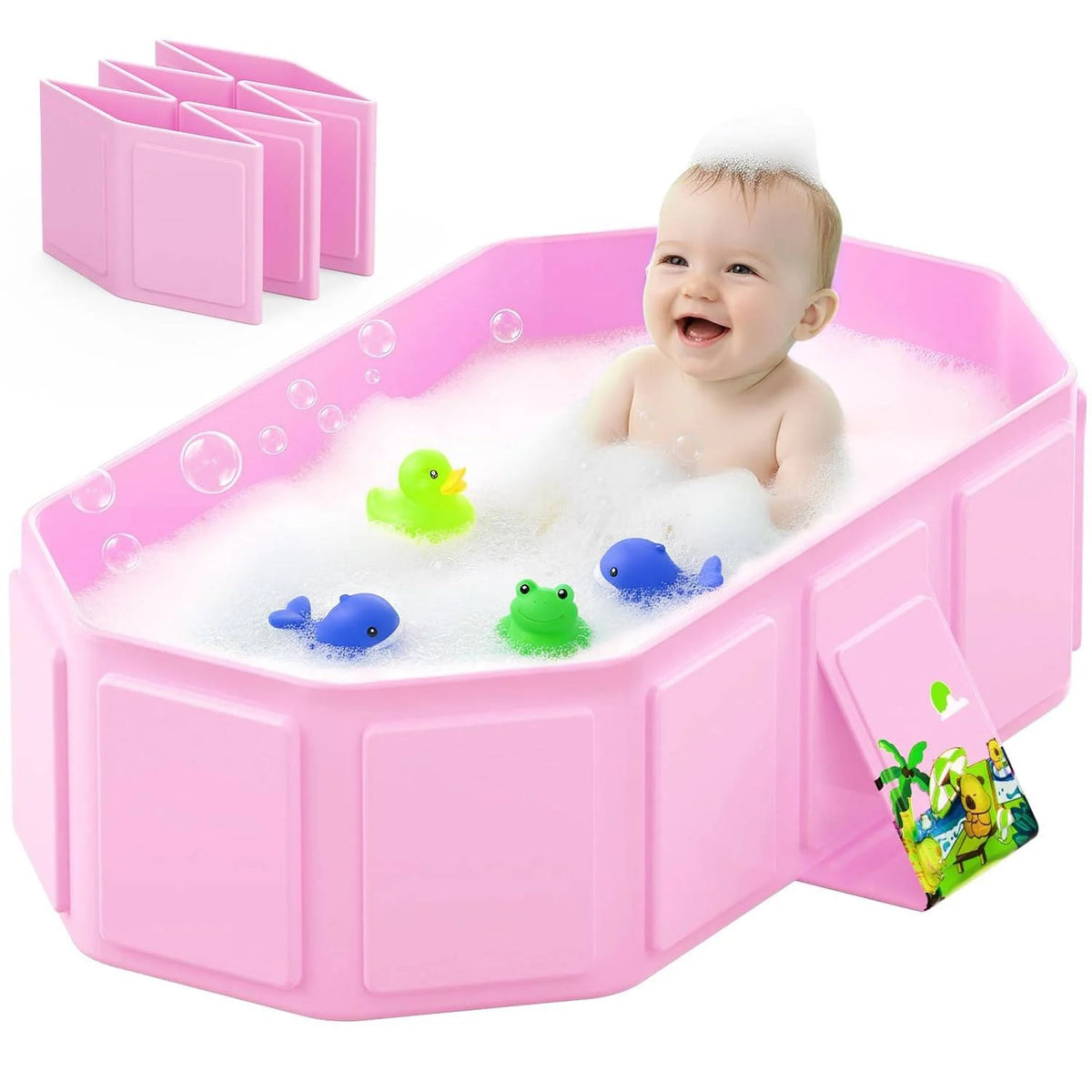 Baby Bathtub Collapsible Anti-Slip Built-In Drain
