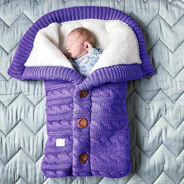Baby Blanket Swedish Fleece & Knitted Linen