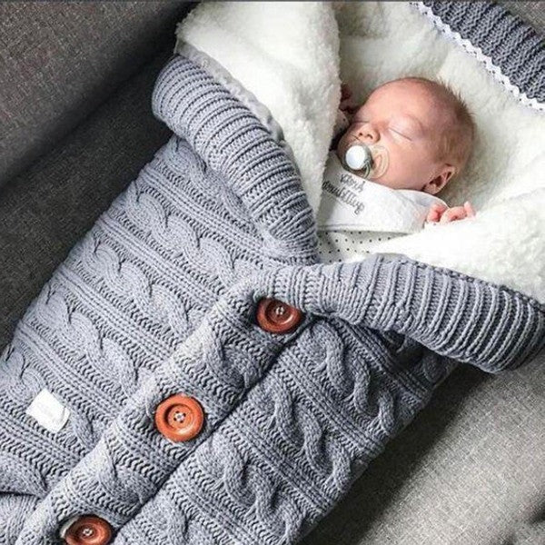 Baby Blanket Swedish Fleece & Knitted Linen