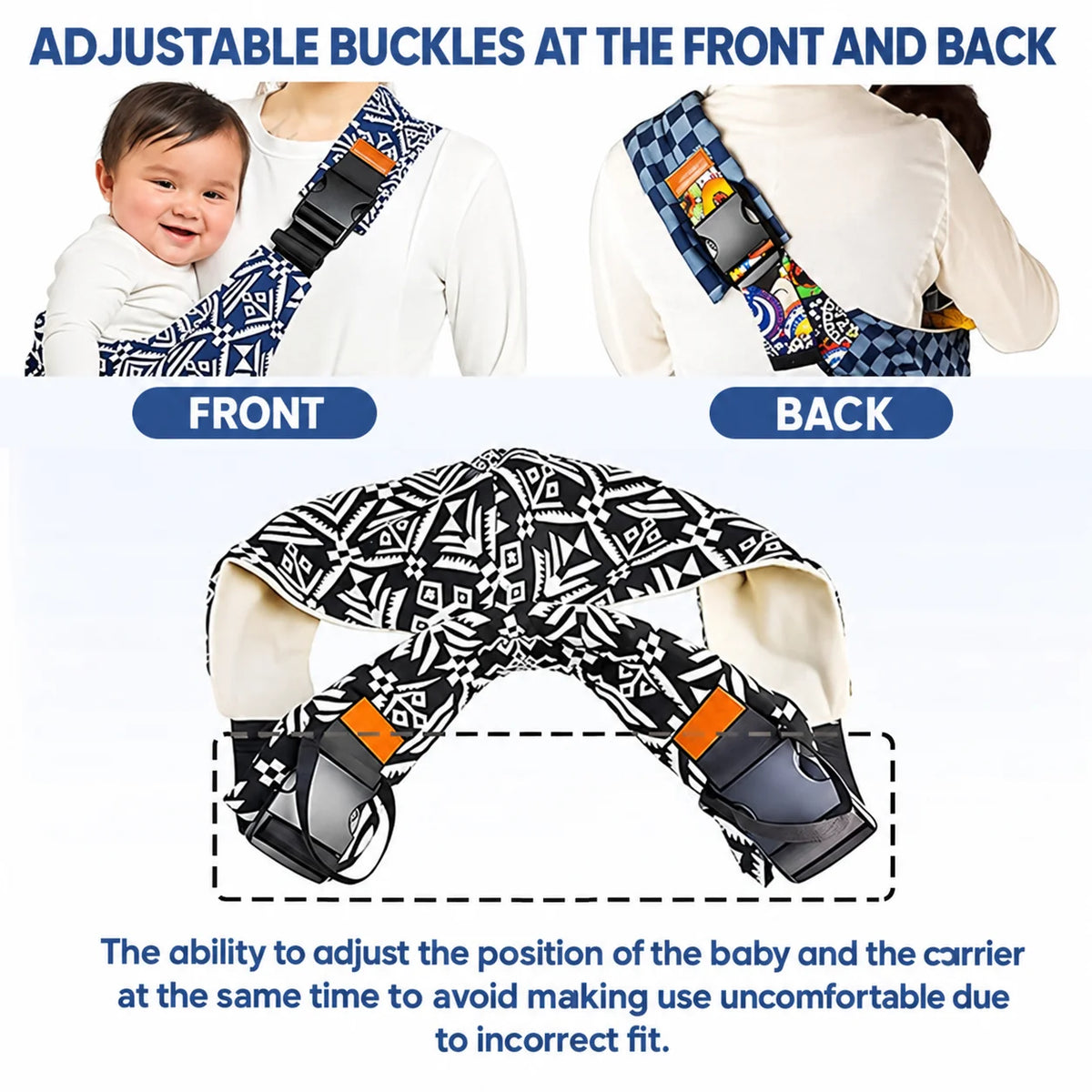 Baby Carrier One-Shoulder Adjustable Buckle Hands-Free