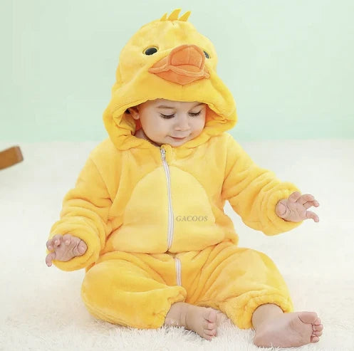 Baby Overall Cozy Fleece Animal Hood Full-Length Zipper