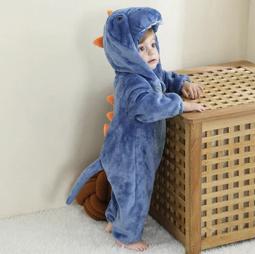 Baby Overall Cozy Fleece Animal Hood Full-Length Zipper