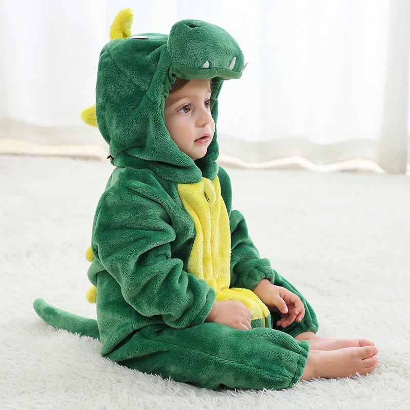 Baby Overall Cozy Fleece Animal Hood Full-Length Zipper