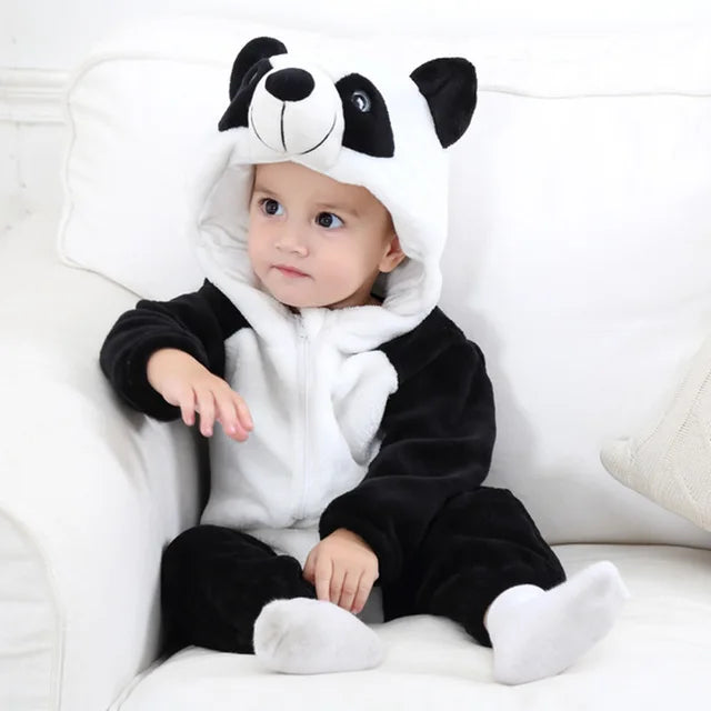 Baby Romper Animal Hooded Fleece Zipper