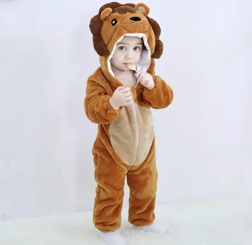 Baby Romper Animal Hooded Fleece Zipper