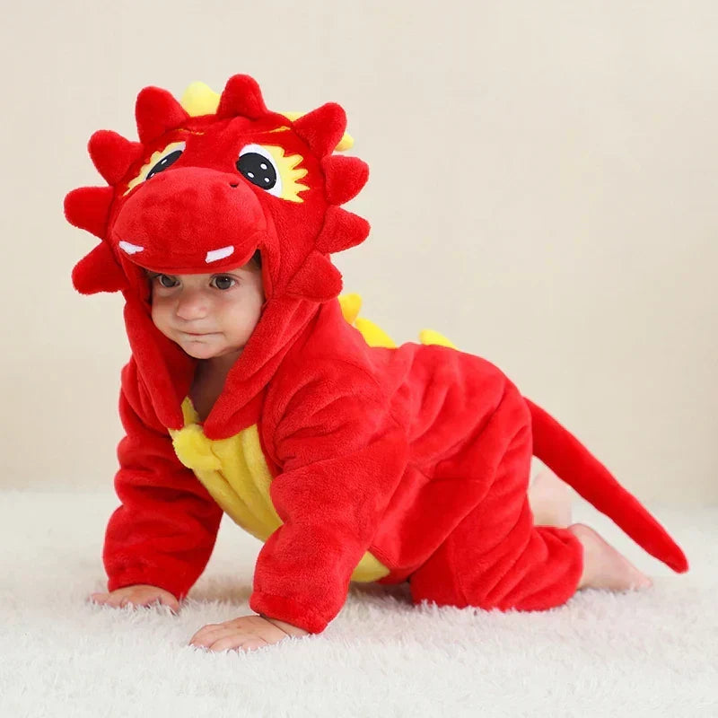 Baby Romper Animal Hooded Fleece Zipper