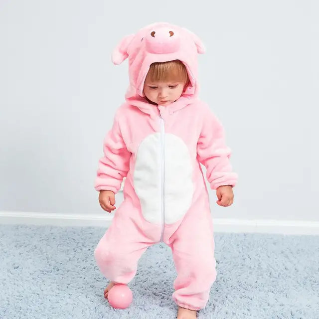 Baby Romper Animal Hooded Fleece Zipper