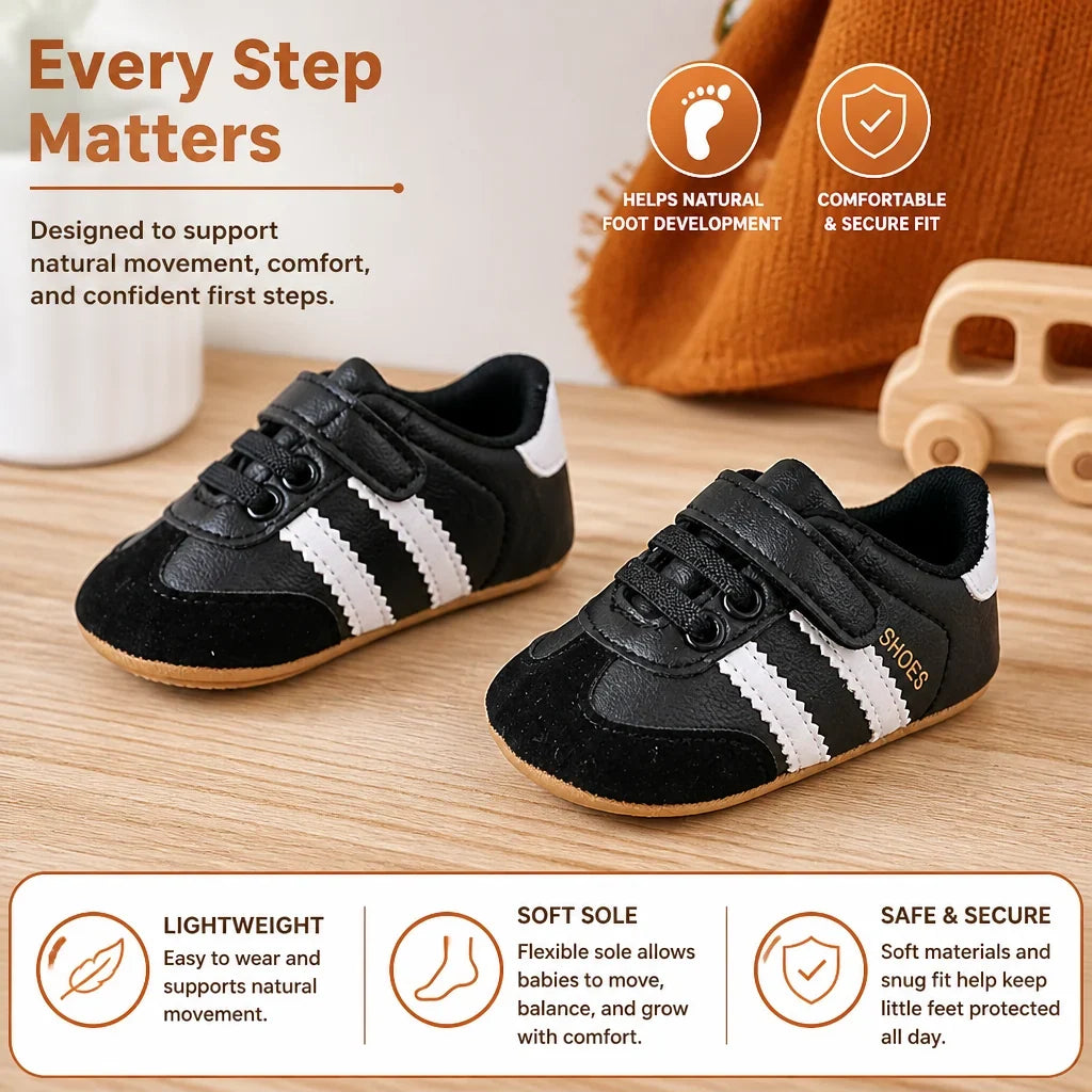 Baby Sneakers Soft Flexible Sole Adjustable Hook-and-Loop Strap