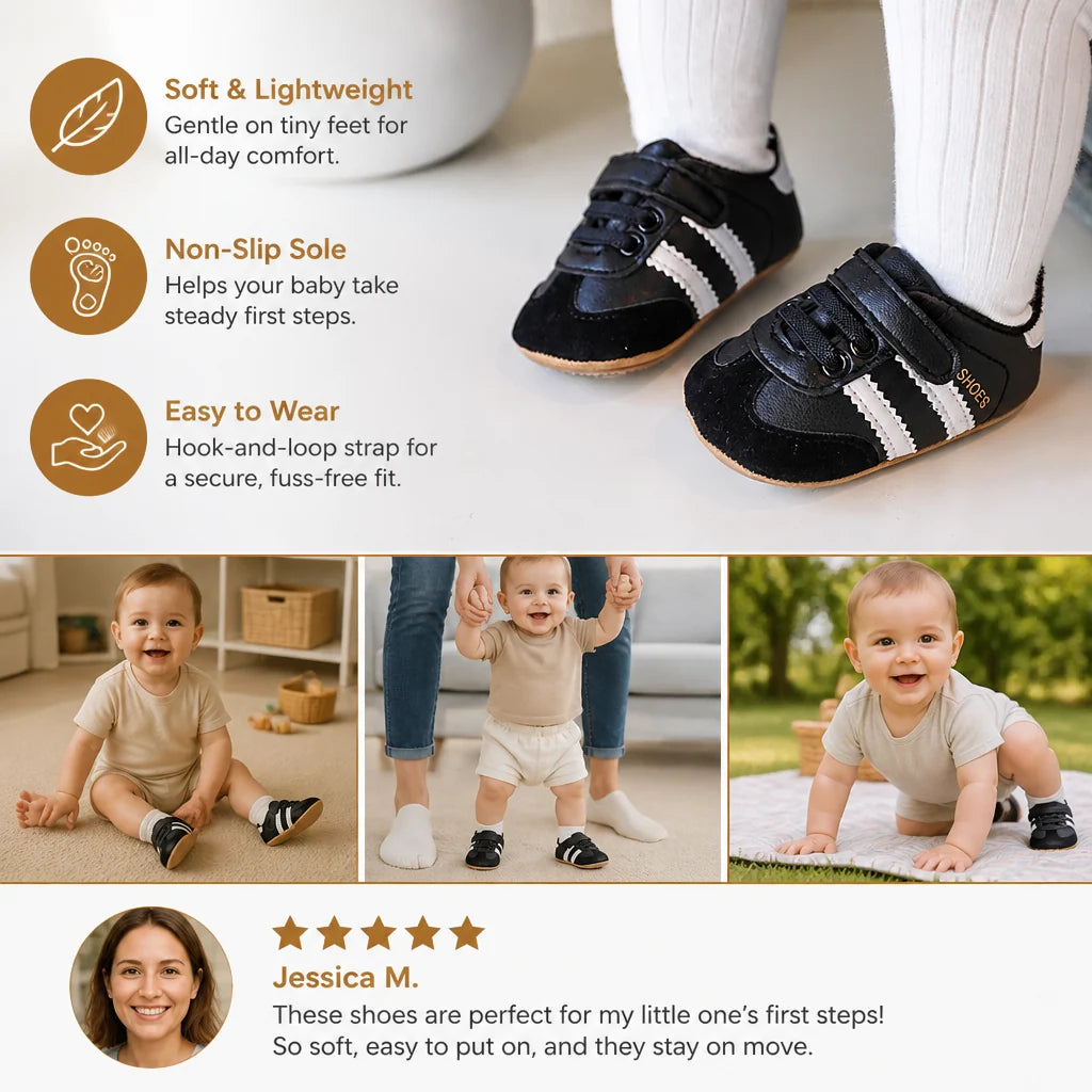 Baby Sneakers Soft Flexible Sole Hook & Loop Strap