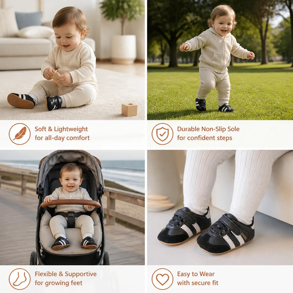 Baby Sneakers Soft Flexible Sole Hook & Loop Strap