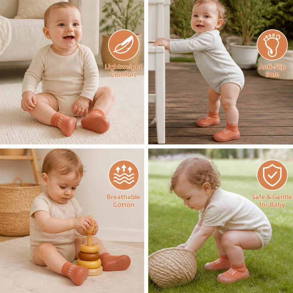 Baby Sock Shoes Breathable With Textured Grip Sole