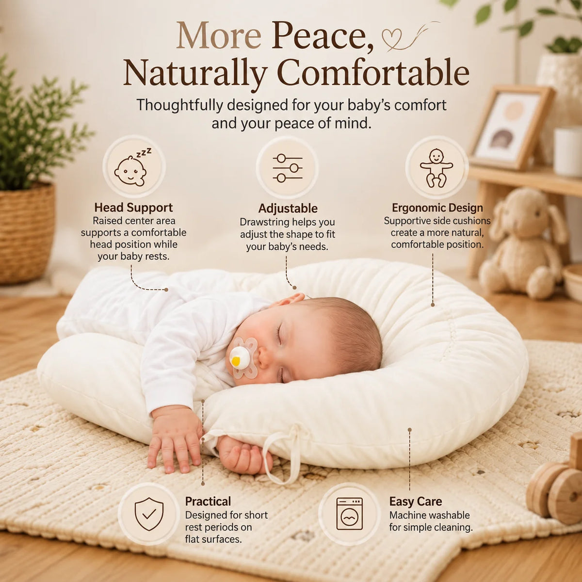 Baby Support Pillow Side Bolsters & Head Recess