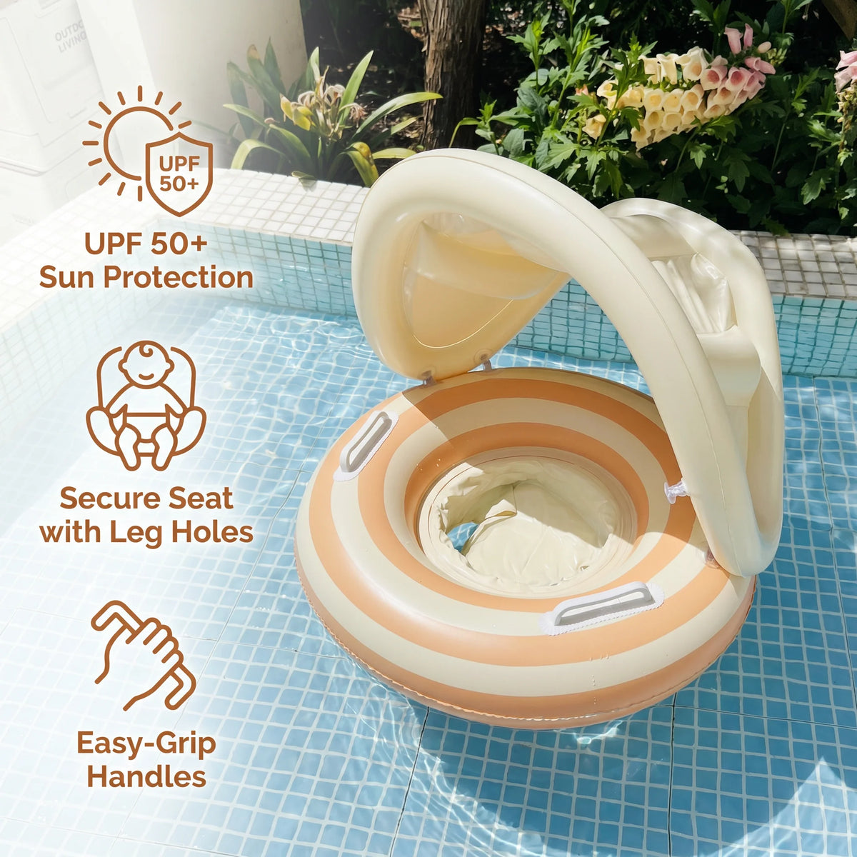 Baby Swim Ring Removable Canopy Built-In Seat
