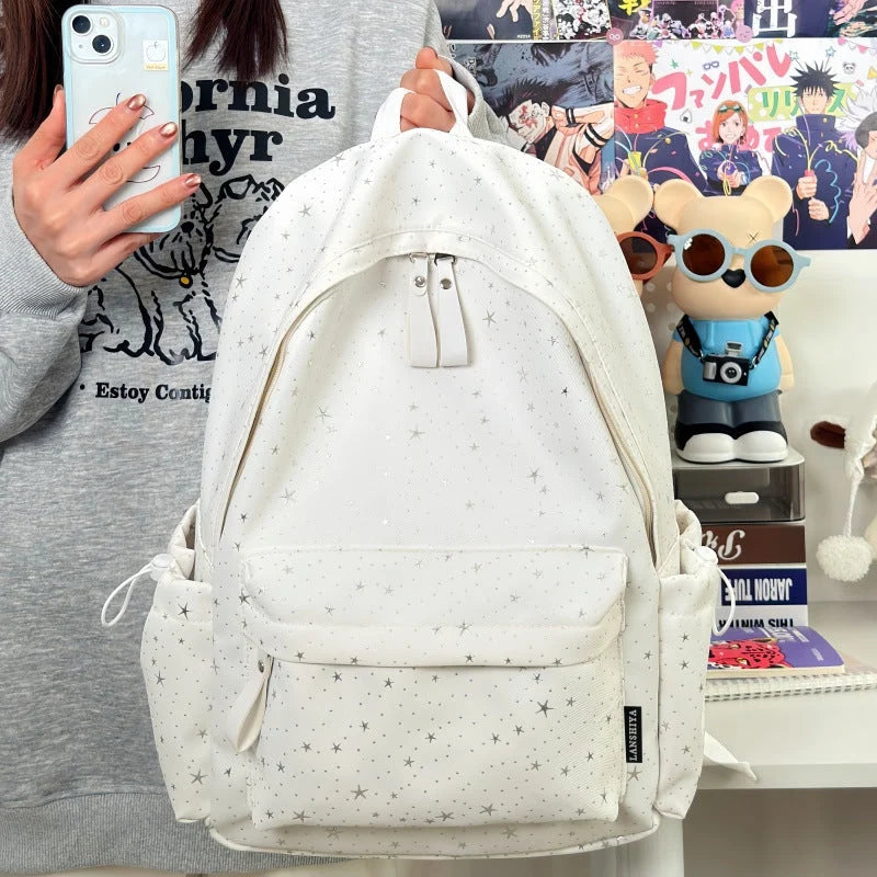 Backpack Star Pattern Laptop Sleeve Multiple Pockets Padded Straps