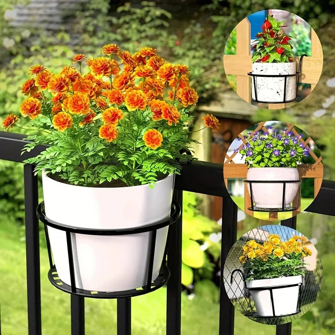 Balcony Railing Planter Hook-On Open Grid Set of 3