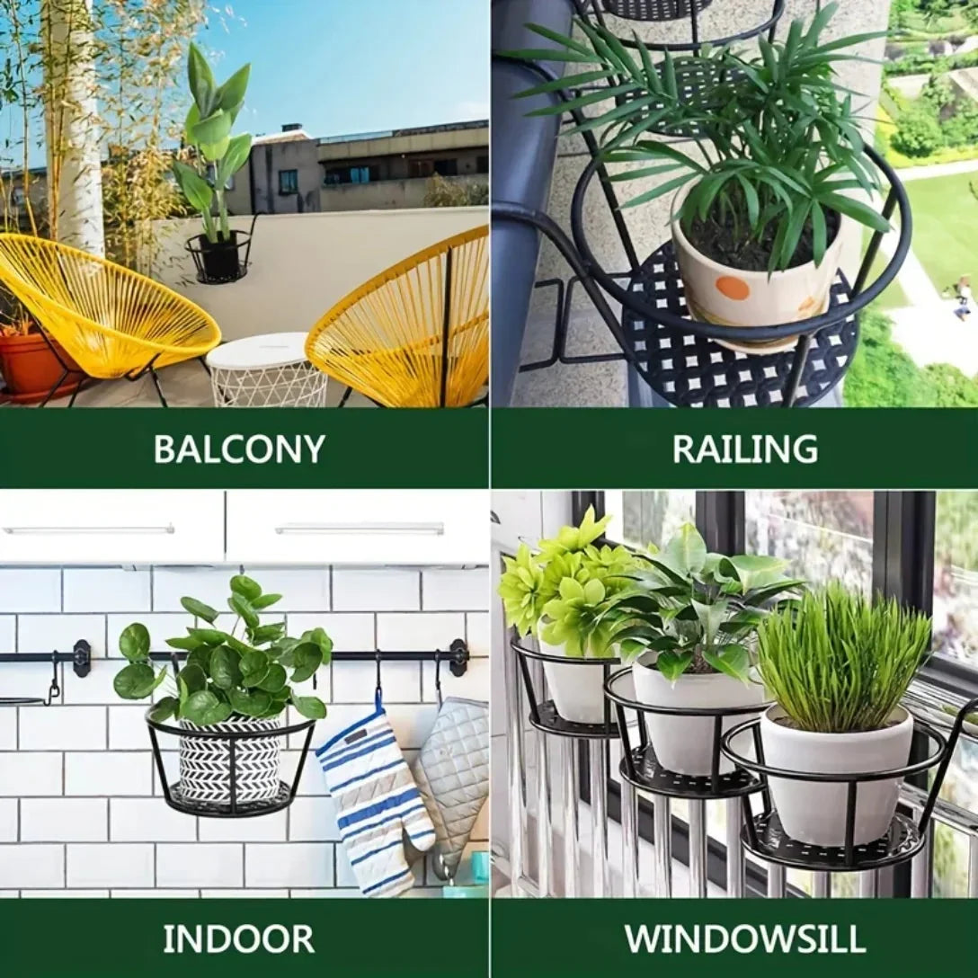 Balcony Railing Planter Hook-On Open Grid Set of 3
