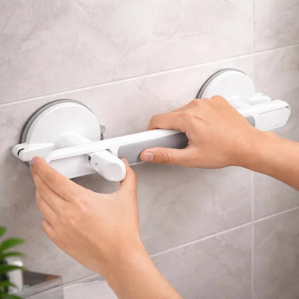 Bathroom Grab Bar Suction-Cup No-Drill Repositionable