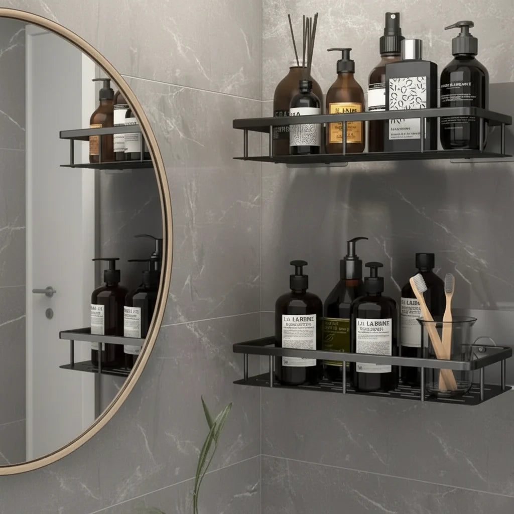 Bathroom Shelf Adhesive Drill-Free Space-Saving Storage
