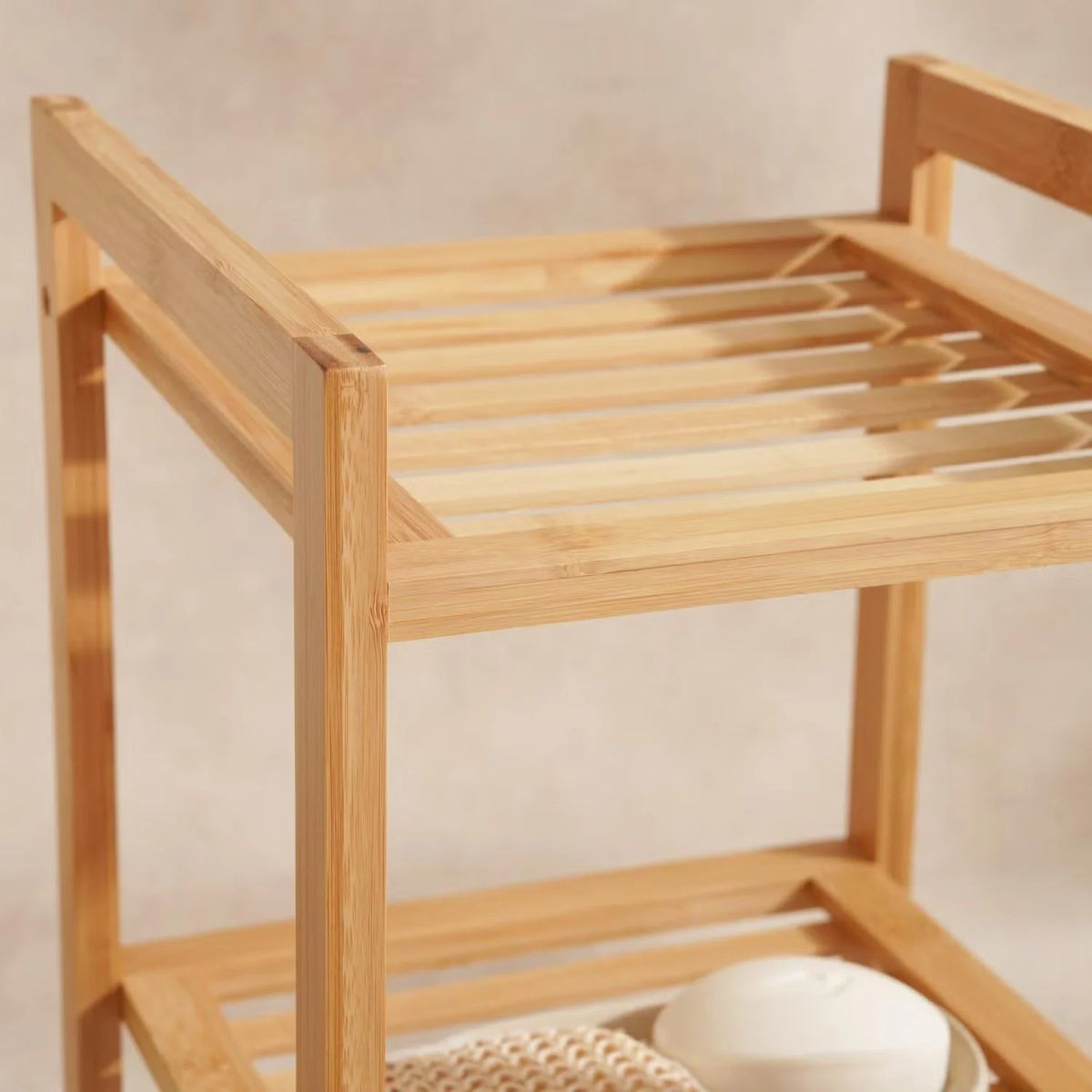 Bathroom Storage Rack Bamboo Three Open Shelves